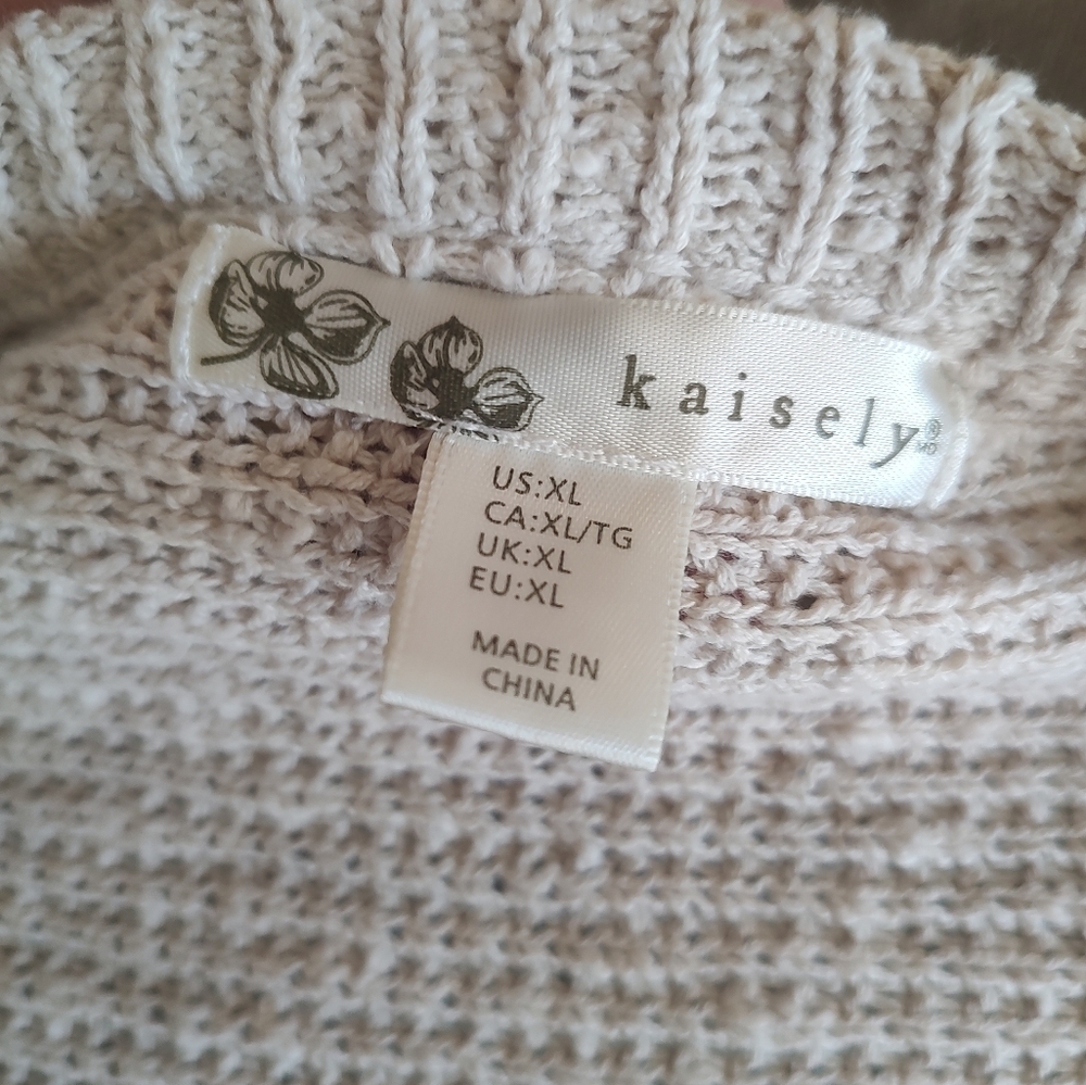 Kaisely XL Cold Shoulder Cream Sweater! Baggy patchwork distressed - Picture 14 of 15
